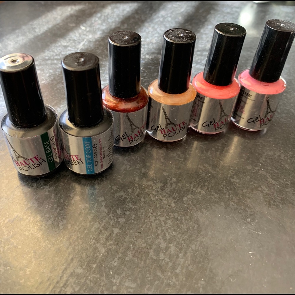 Gel polish kit gel haute top, base + 4 colors